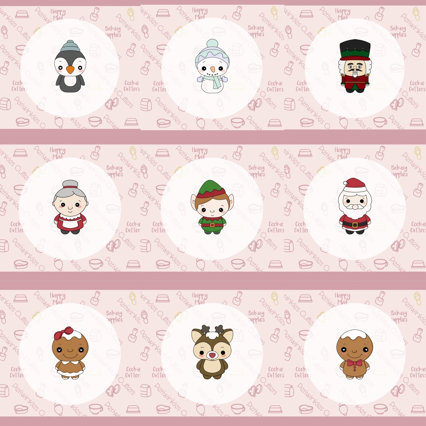 Plush Christmas Set of 9 Cookie Cutter - Periwinkles Cutters