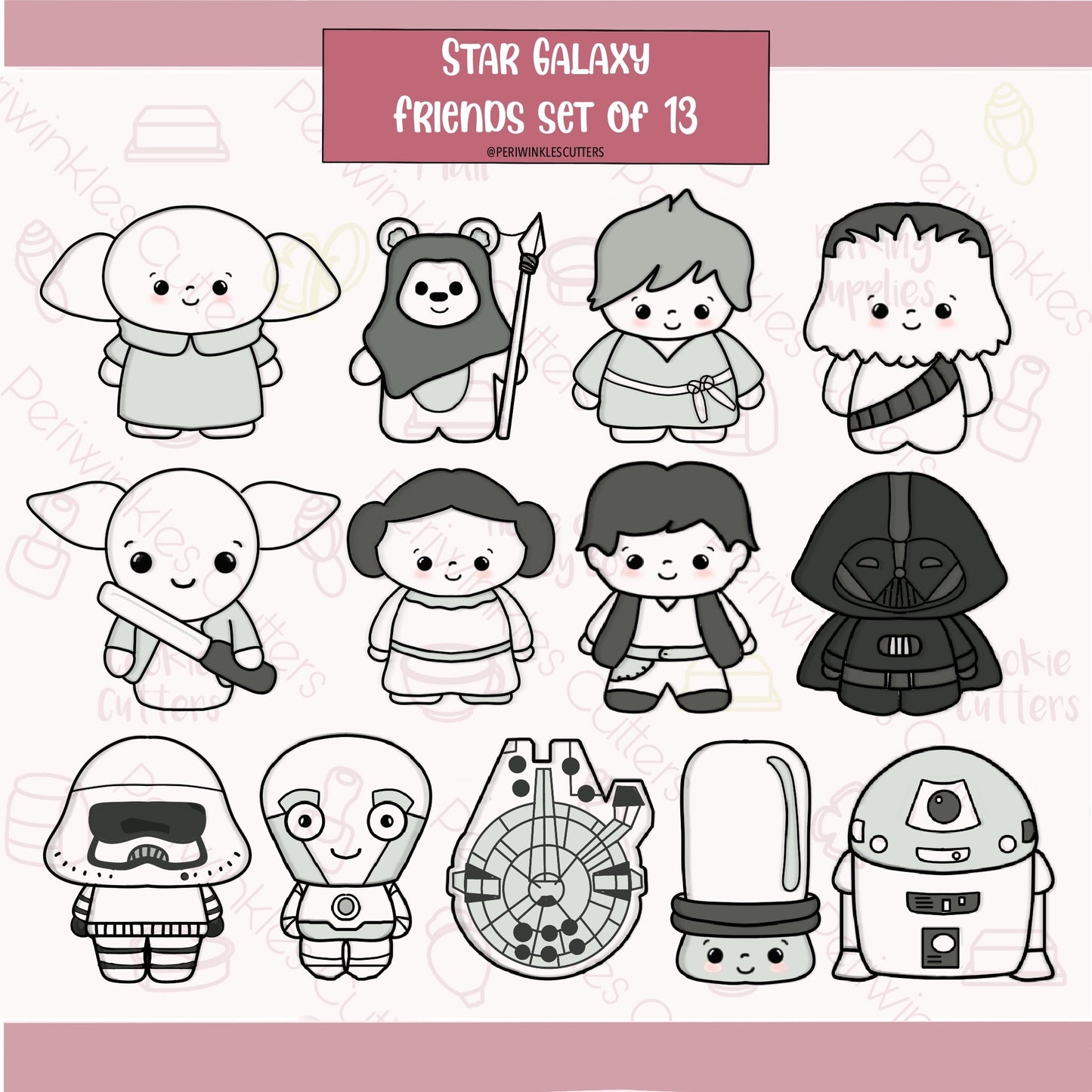 Plush Galaxy Wars Set of 13 Cookie Cutter - Periwinkles Cutters