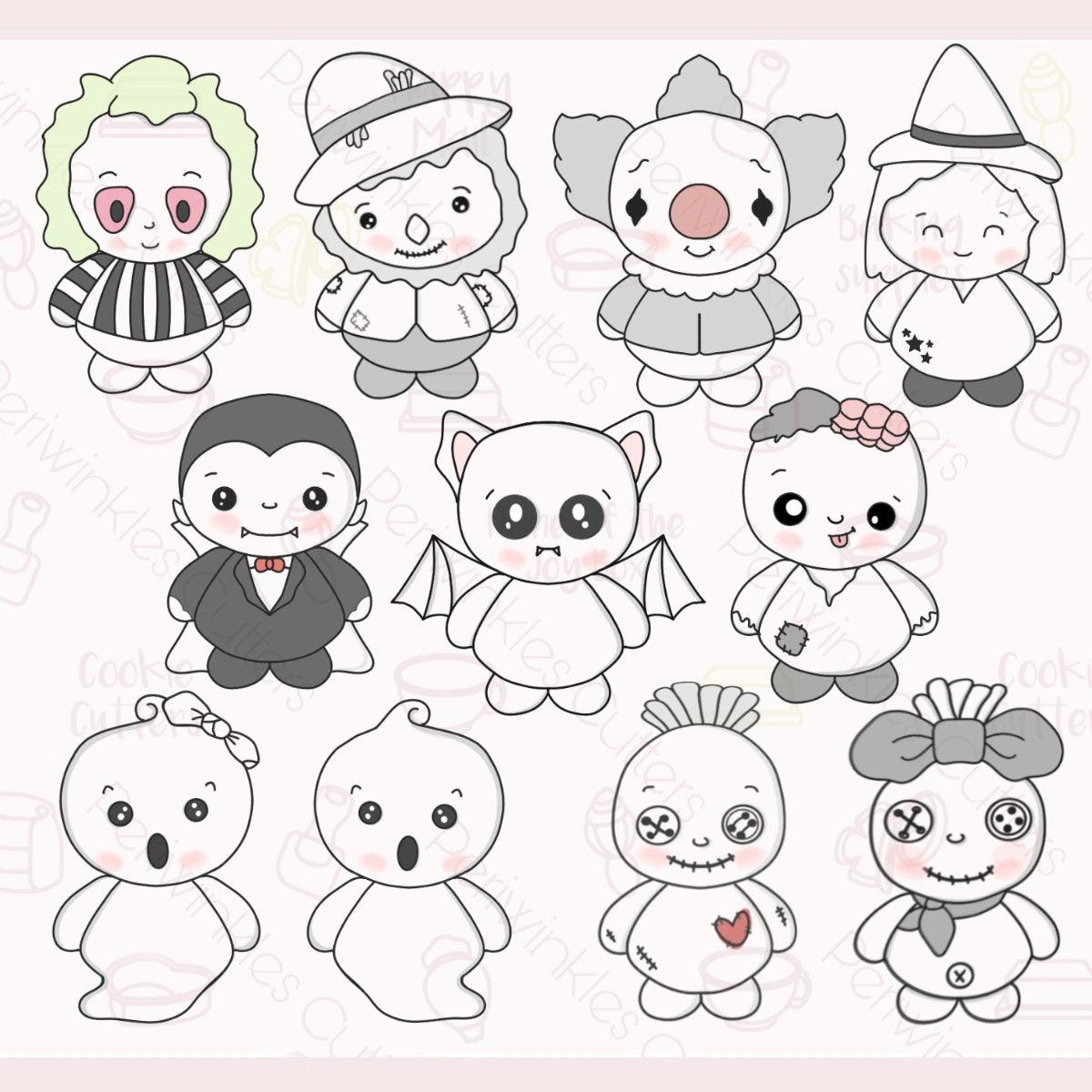 Plush Halloween Set of 11 Cookie Cutters - Periwinkles Cutters