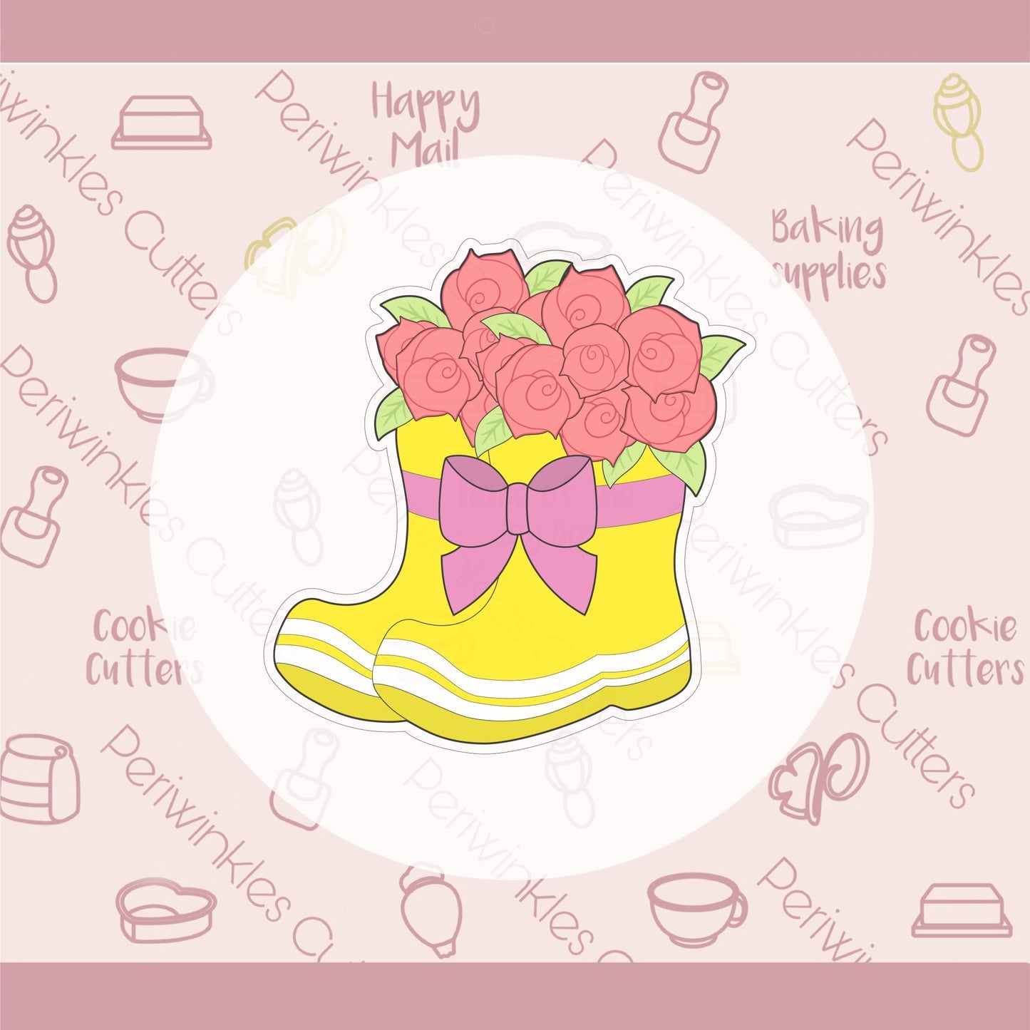 Rain Boots Roses Cookie Cutter - Periwinkles Cutters