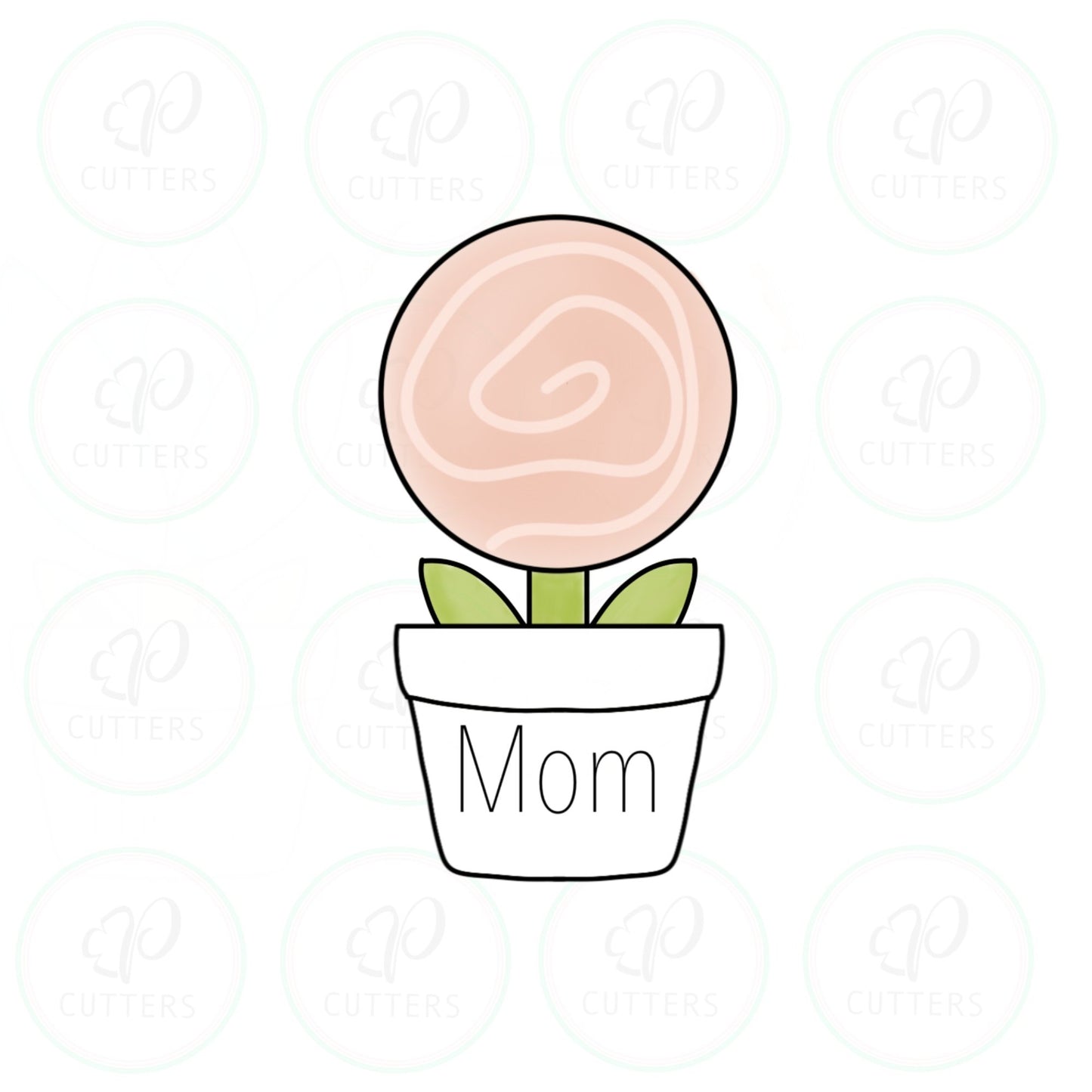 Round Flower in a Pot Cookie Cutter - Periwinkles Cutters