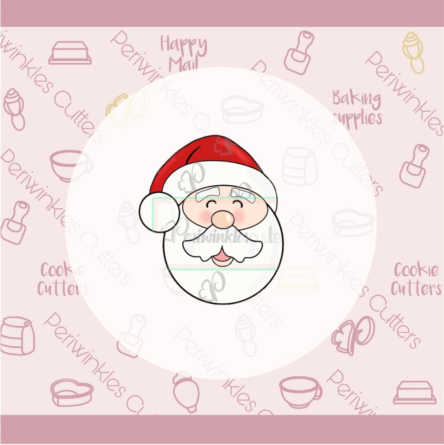 Round Santa Face Cookie Cutter - Periwinkles Cutters