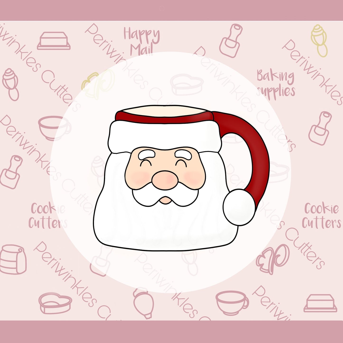 Santa Claus Cocoa Mug Cookie Cutter - Periwinkles Cutters