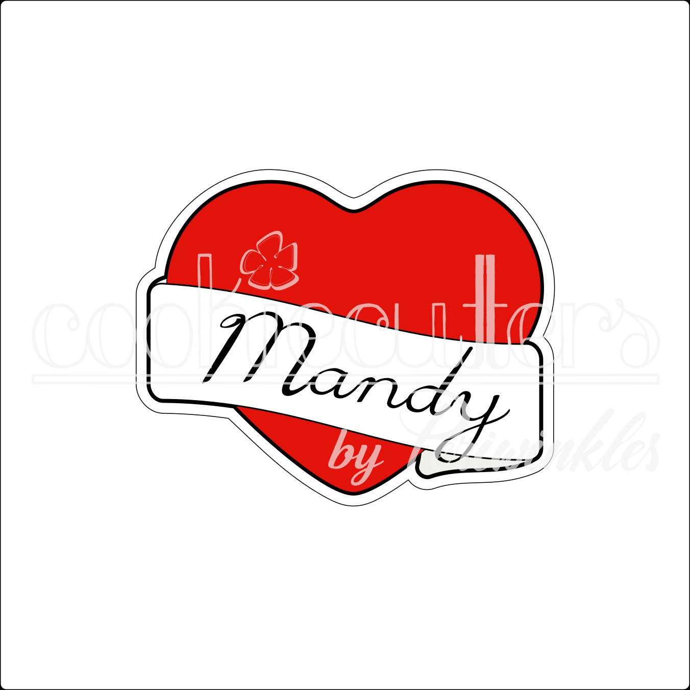 Sash Heart Cookie Cutter - Periwinkles Cutters