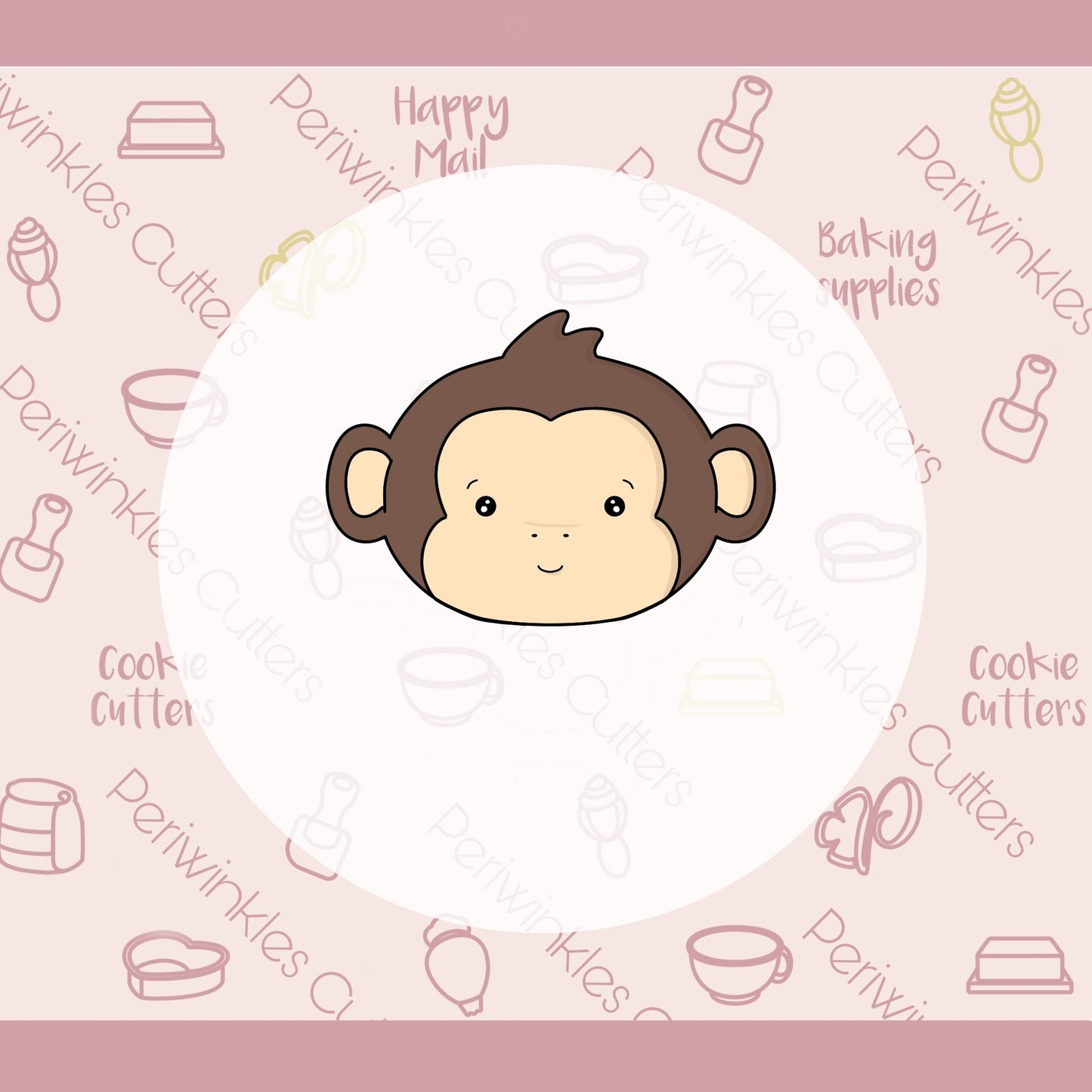 Silly Monkey Face Cookie Cutter - Periwinkles Cutters