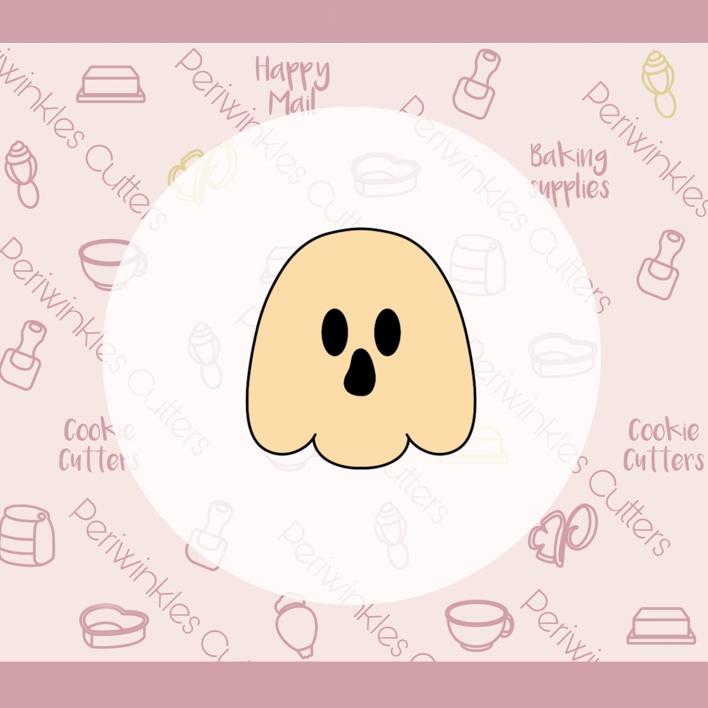 Simple Ghost Cookie Cutter - Periwinkles Cutters