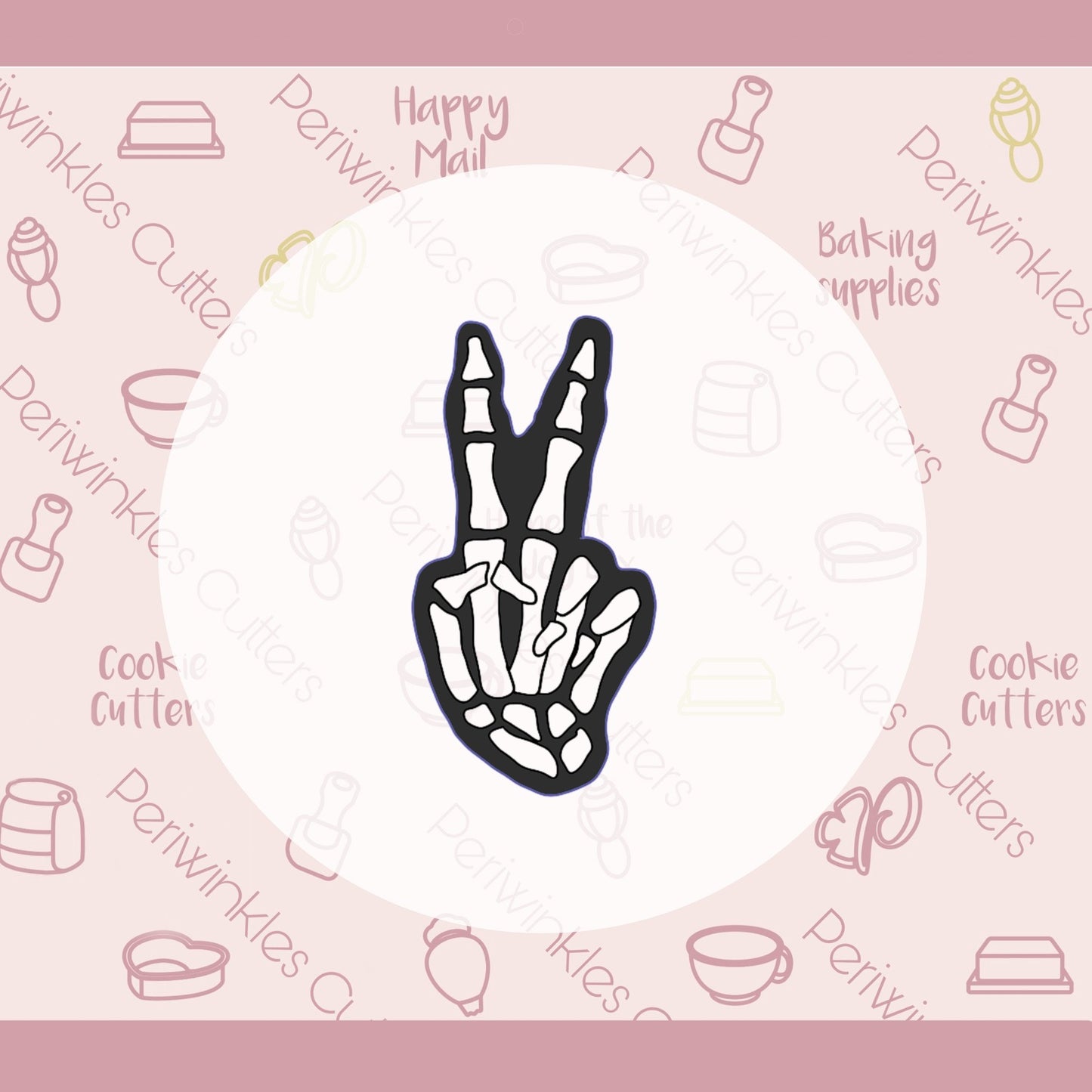 Skeleton Peace Hand Cookie Cutter - Periwinkles Cutters