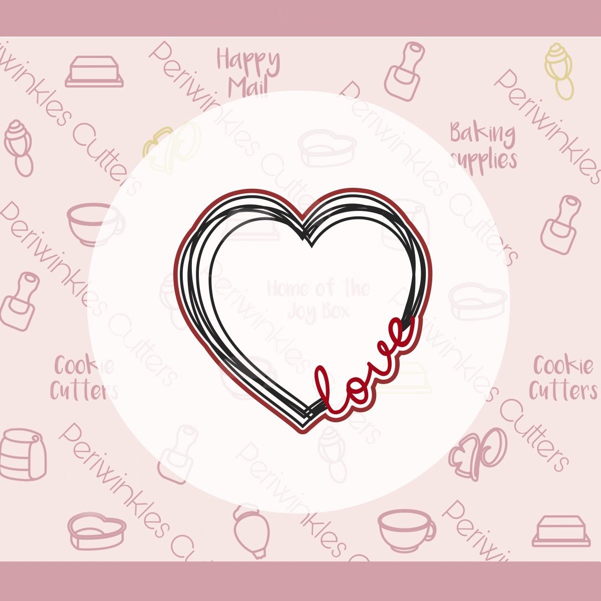 Sketch Heart Love Cookie Cutter - Periwinkles Cutters Cookie Cutter