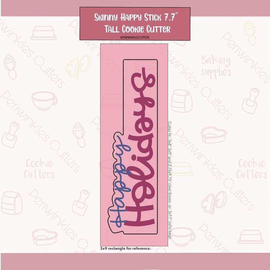 Skinny Long Holiday Plaque Cutter 7.7" - Periwinkles Cutters Cookie Cutters