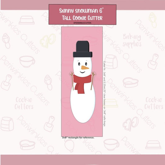 Skinny Snowman Cookie Cutter - Periwinkles Cutters Cookie Cutter