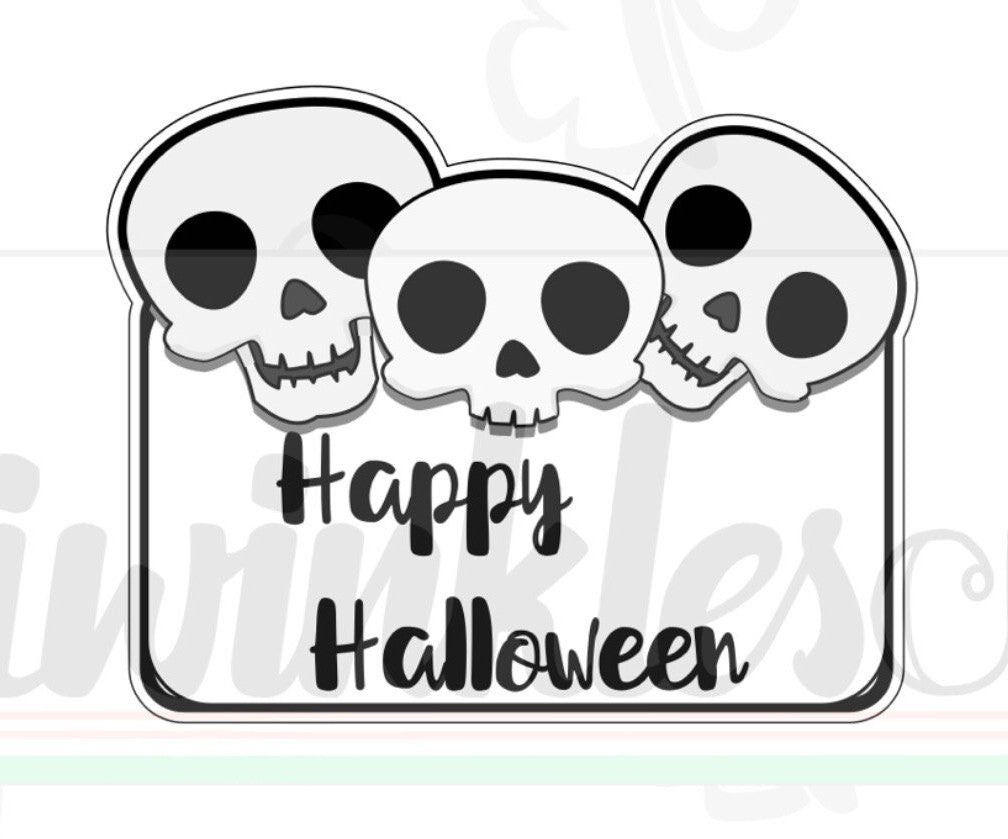 Skulls Plaque Cookie Cutter - Periwinkles Cutters