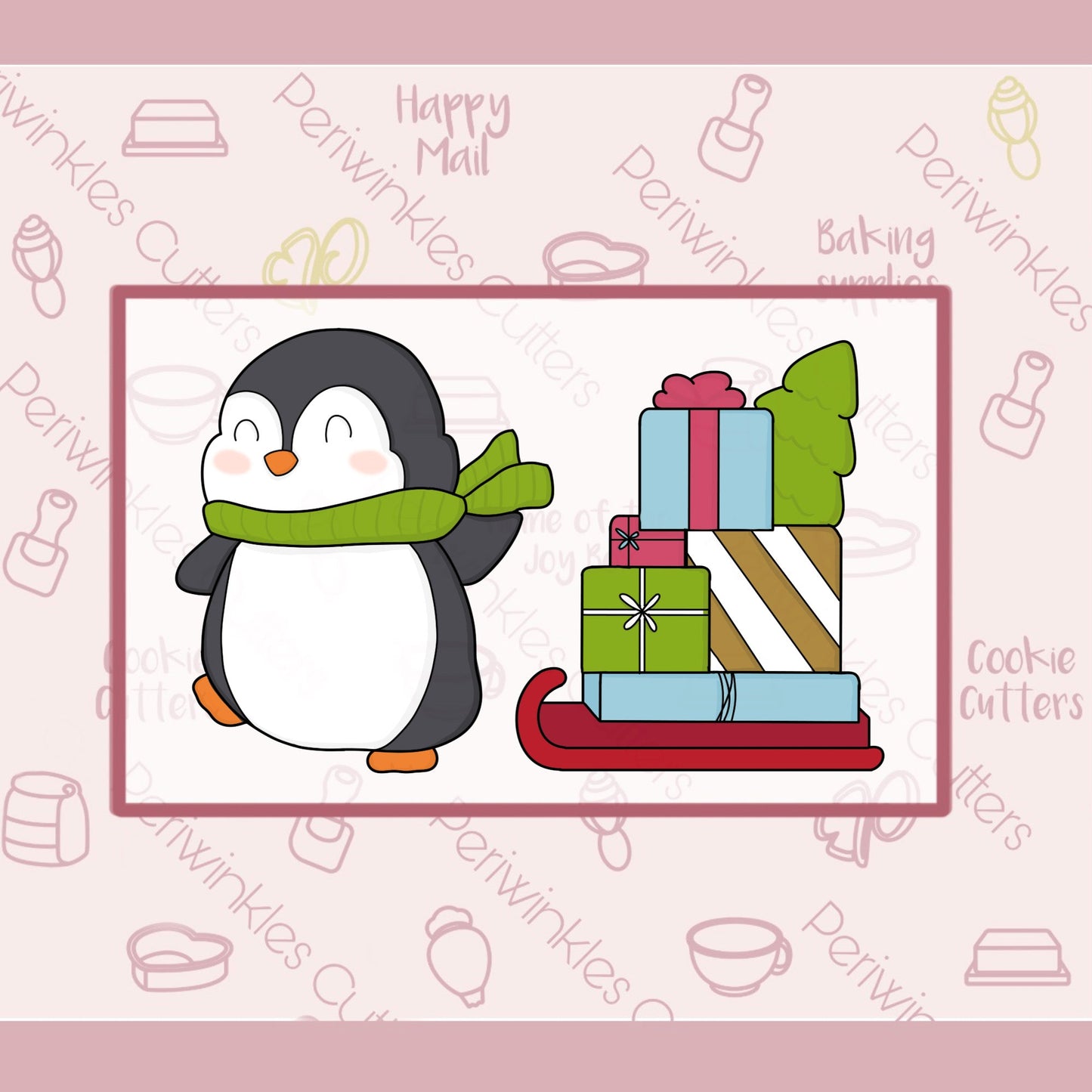 Sleigh Penguin Set of 2 Cookie Cutter - Periwinkles Cutters