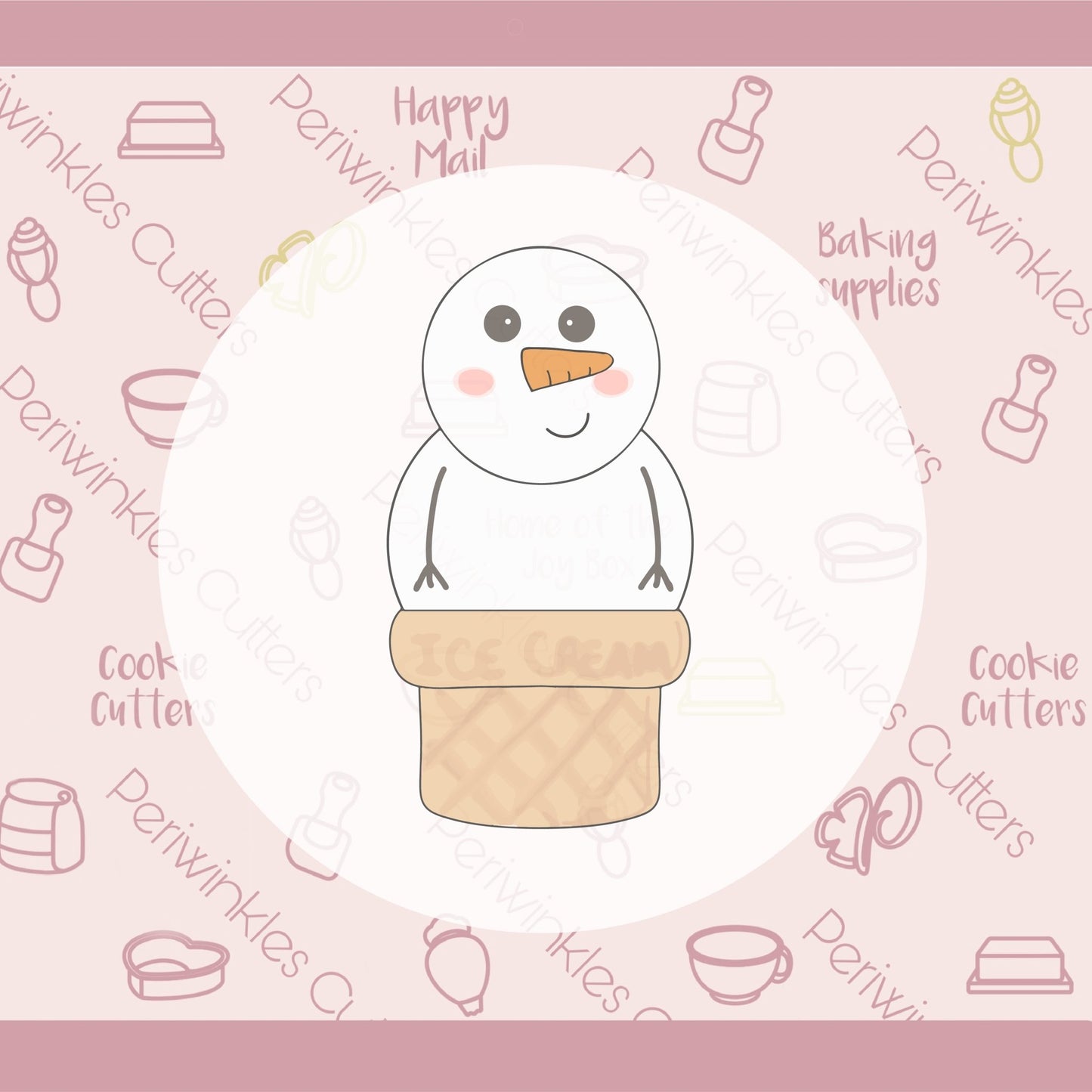 Snowman Ice Cream Cookie Cutter - Periwinkles Cutters