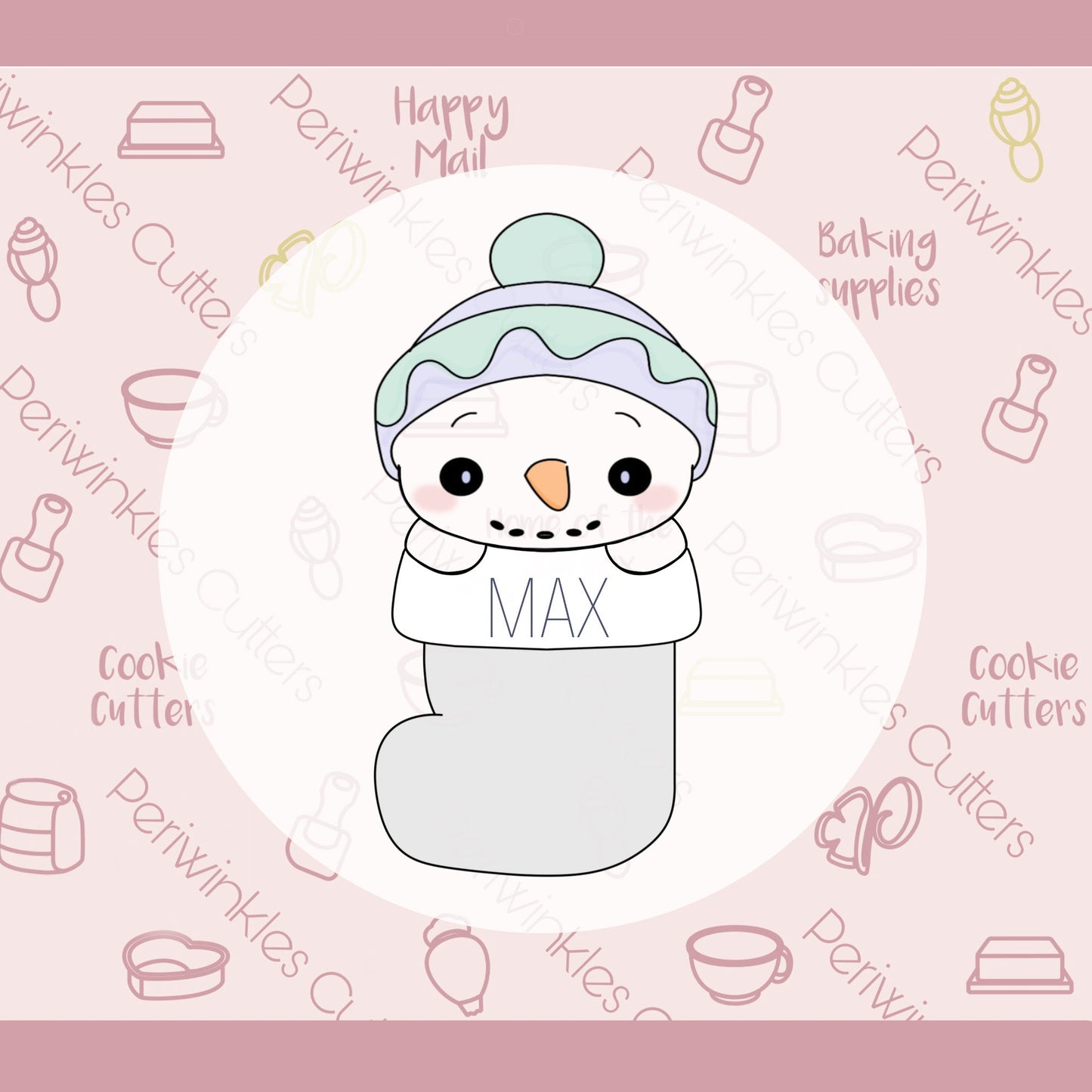 Snowman Stocking Cookie Cutter - Periwinkles Cutters