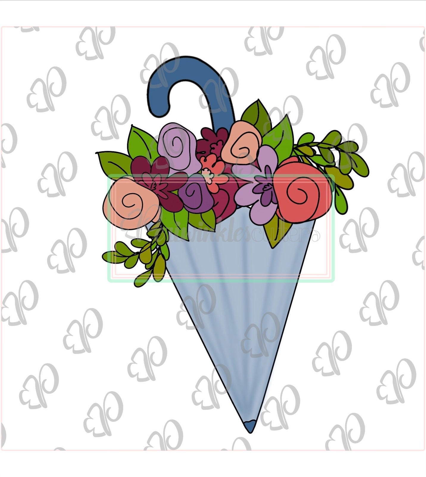 Spring Floral Umbrella Cookie Cutter - Periwinkles Cutters