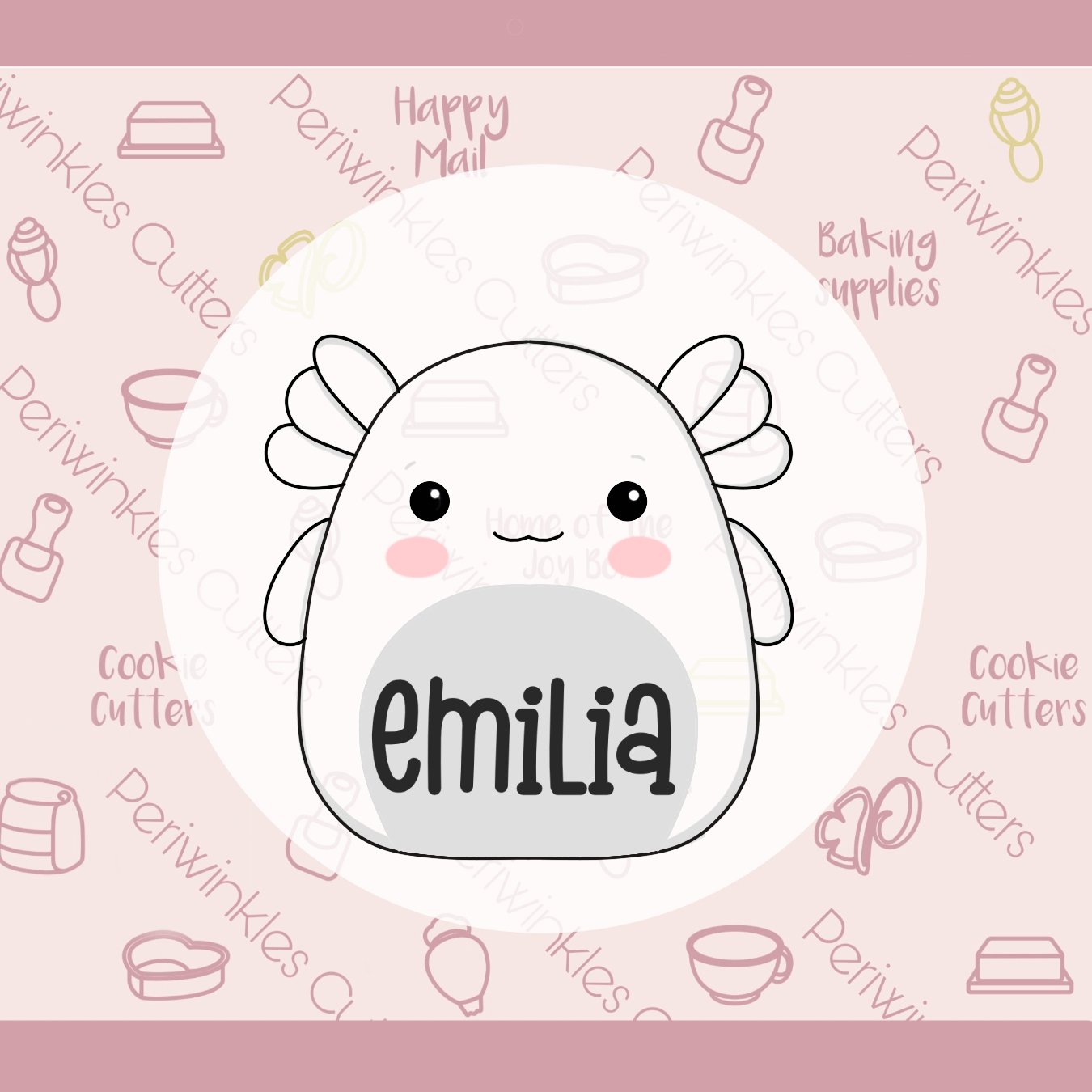 Squish Axolotl Plush Cookie Cutter - Periwinkles Cutters