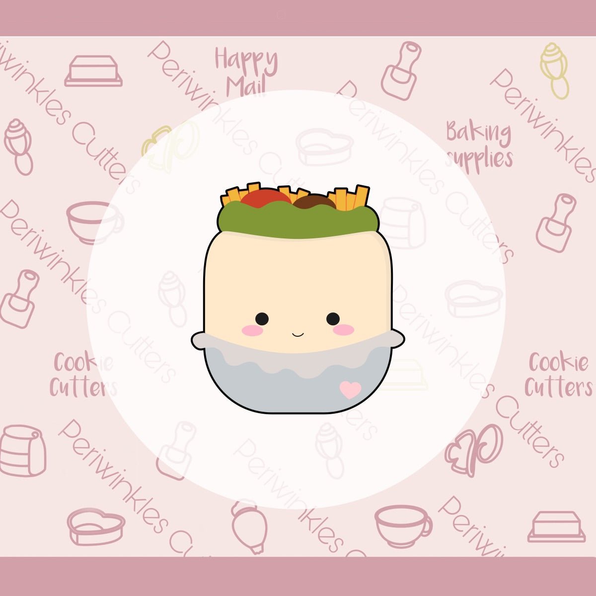 Squish Burrito Cookie Cutter - Periwinkles Cutters Cookie Cutter