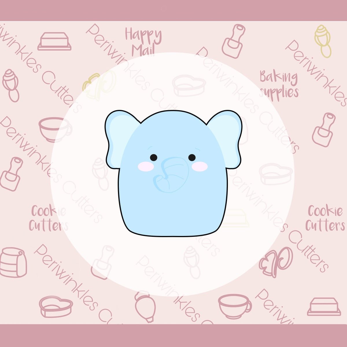 Squish Elephant Cookie Cutter - Periwinkles Cutters Cookie Cutter