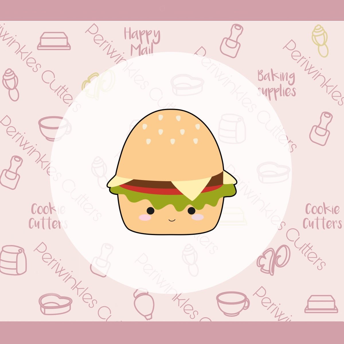 Squish Hamburger Cookie Cutter - Periwinkles Cutters Cookie Cutter