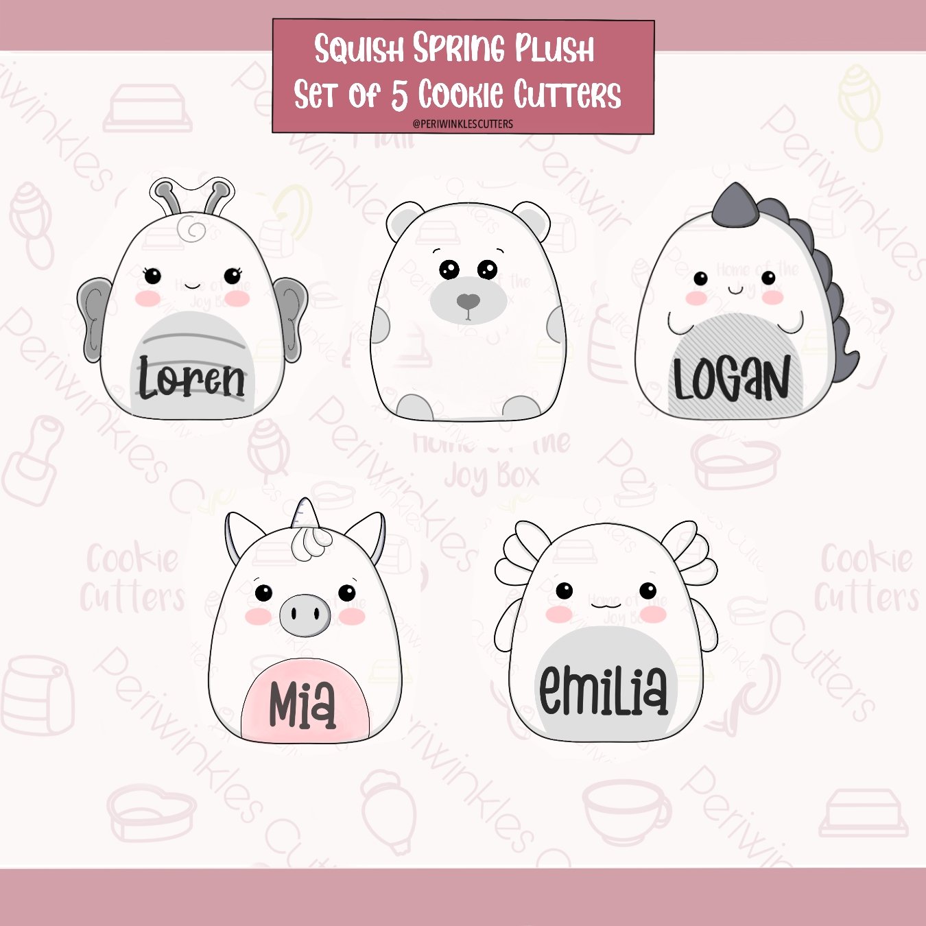 Squish Spring Plush Set of 5 Cookie Cutter - Periwinkles Cutters