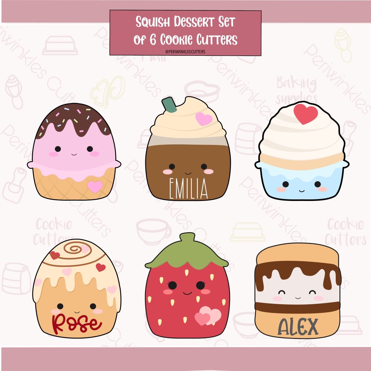 Squish Sweets Set of 6 Cookie Cutter - Periwinkles Cutters Cookie Cutter