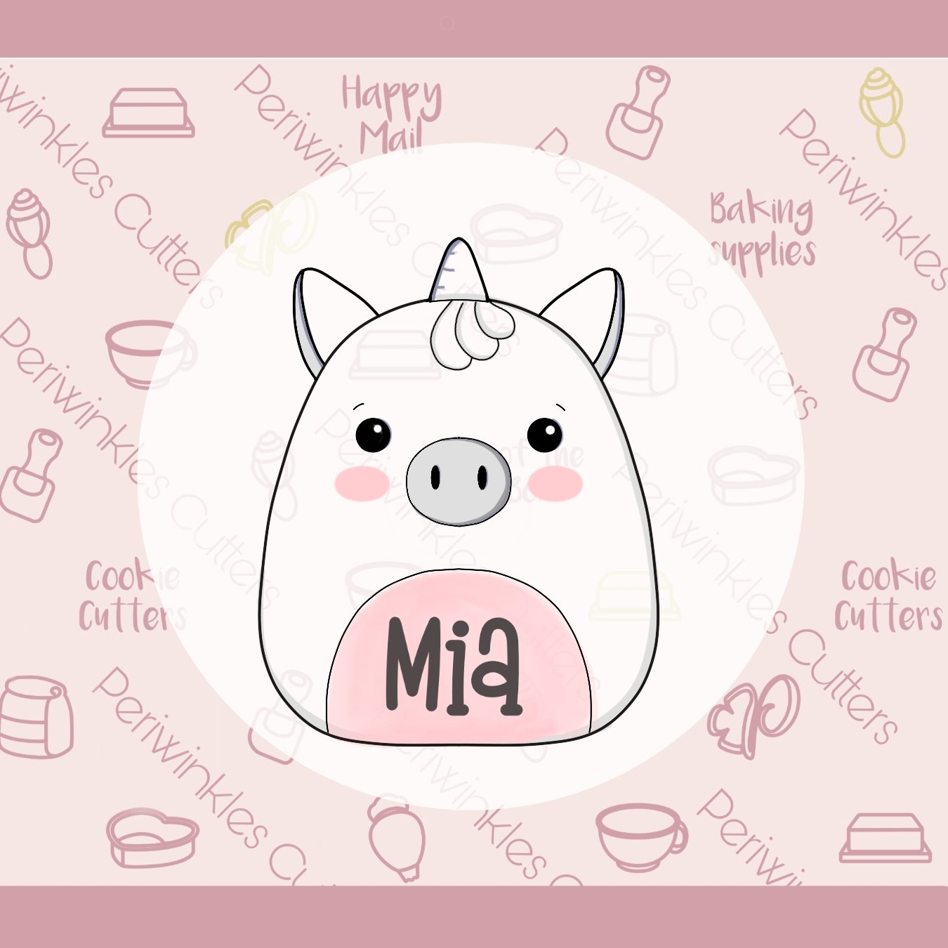 Squish Unicorn Plush Cookie Cutter - Periwinkles Cutters