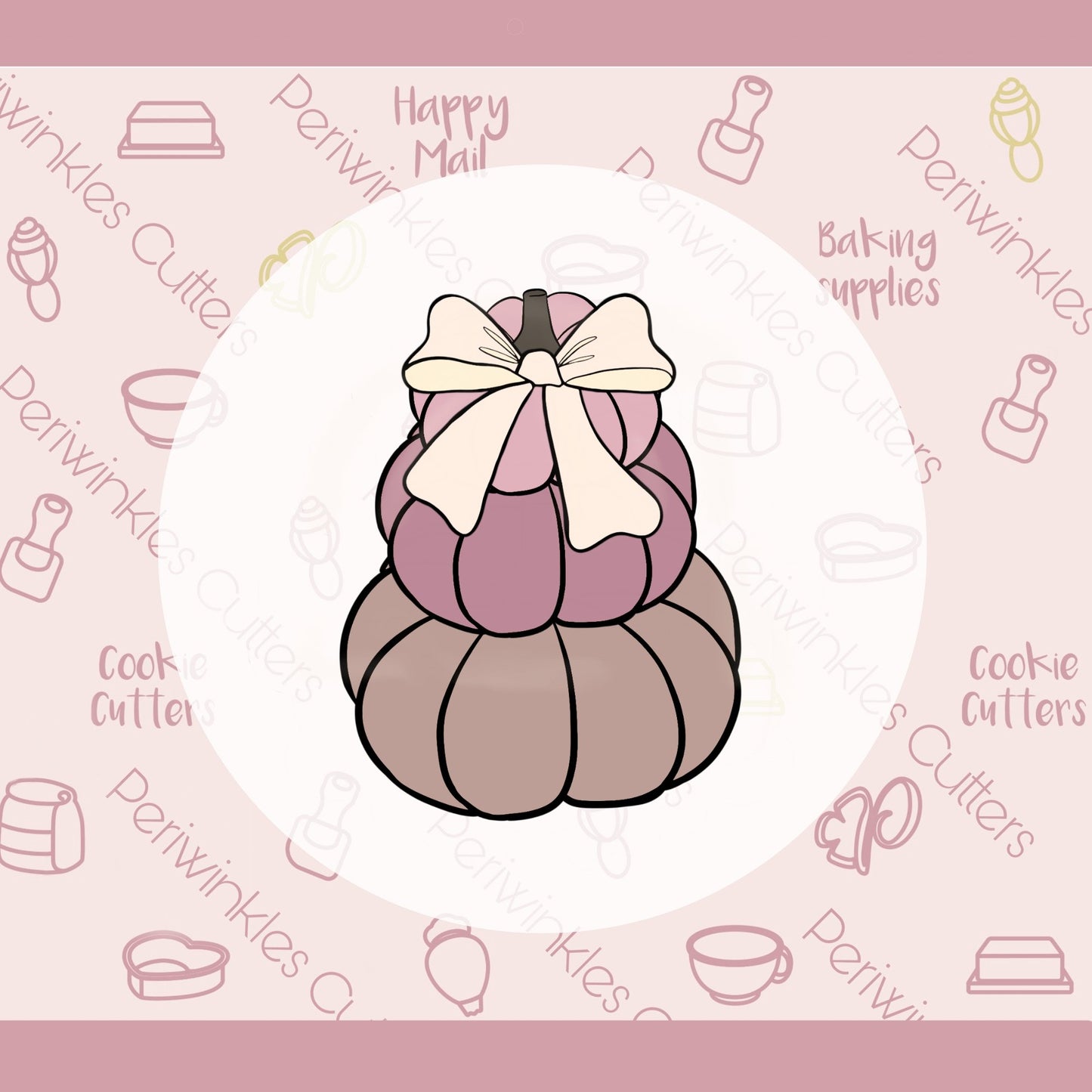 Stacked Pumpkins with Bow Cookie Cutter - Periwinkles Cutters