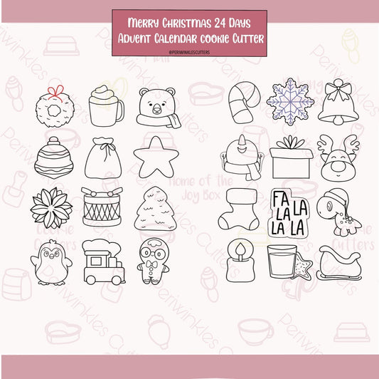 STL Files Merry Christmas 24 Mini Advent Calendar - Periwinkles Cutters