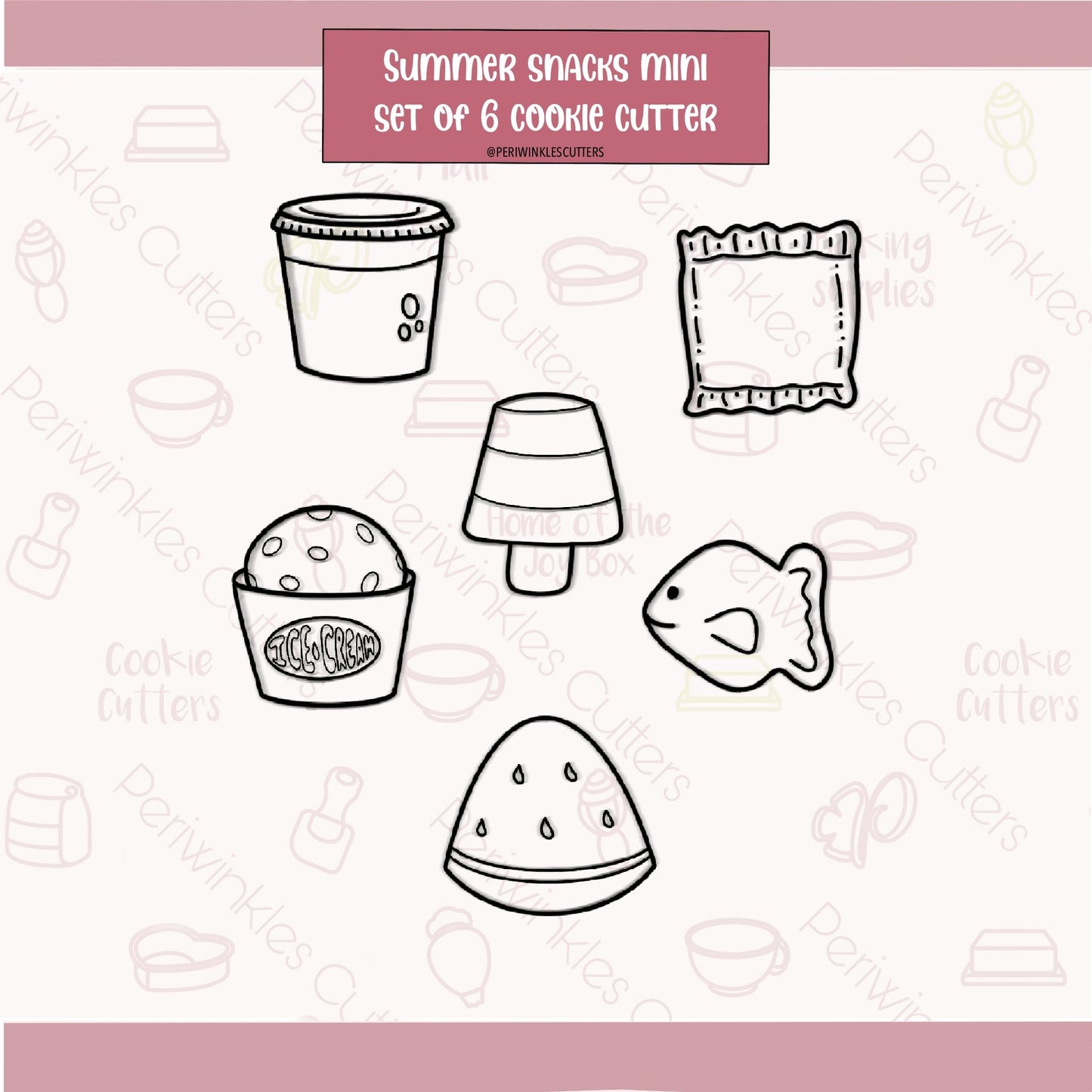 Summer Snacks Set of 6 Cookie Cutter - Periwinkles Cutters