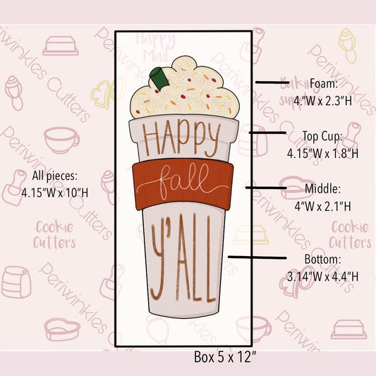 Tallish Build a Latte Coffee Cup Set of 4 Cookie Cutter - Periwinkles Cutters