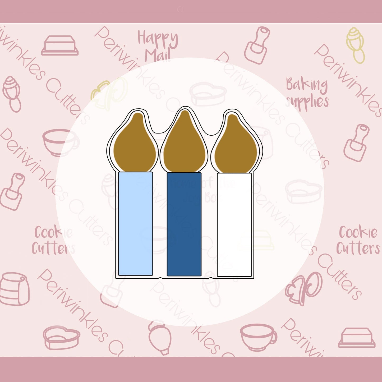 Tallish Candles Trio Cookie Cutter - Periwinkles Cutters