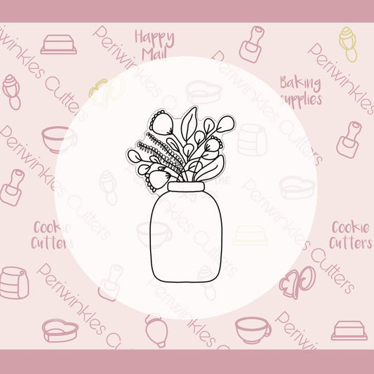 Tallish Fall Floral Vase Cookie Cutter - Periwinkles Cutters