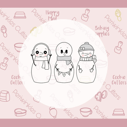 Tallish Snowman Set of 3 Cookie Cutters - Periwinkles Cutters