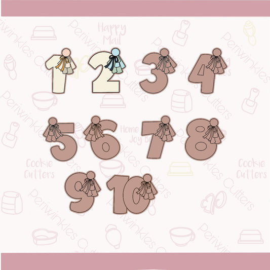 Tassel Numbers Cookie Cutter (Individually) - Periwinkles Cutters