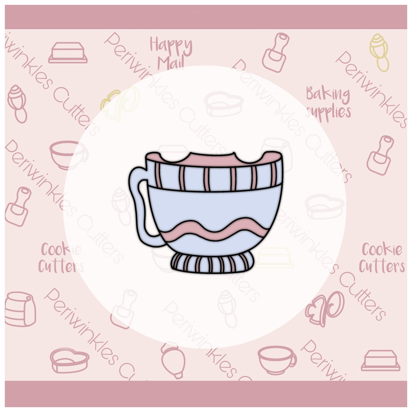 Tea Cup Flowers Set of 2 Cookie Cutter - Periwinkles Cutters