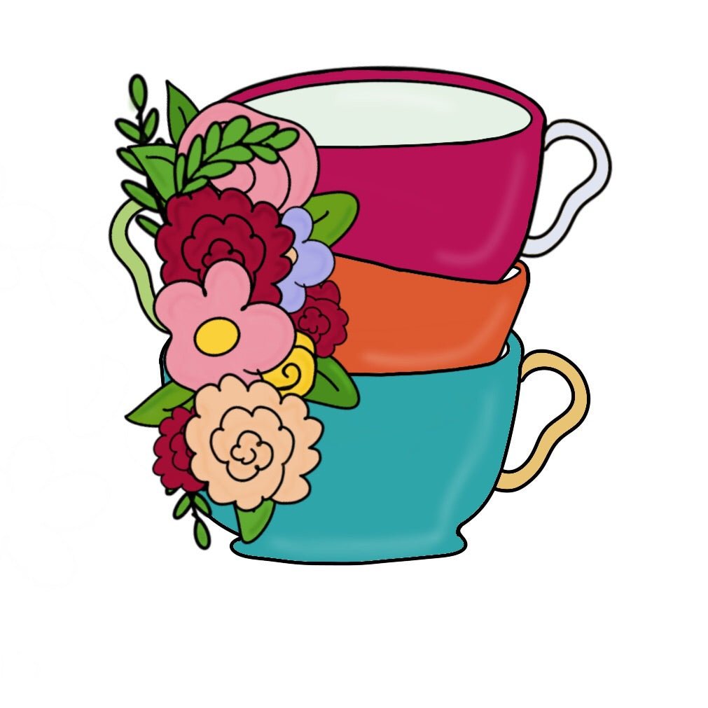 Tea Cup Stack with Flowers Cookie Cutter - Periwinkles Cutters