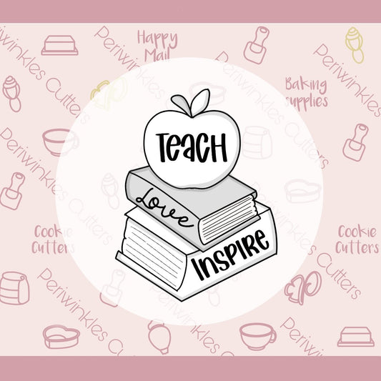 Teach Love Inspire Apple Books Cookie Cutter - Periwinkles Cutters