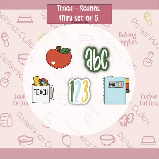 Teach School Set of 5 Cookie Cutter - Periwinkles Cutters