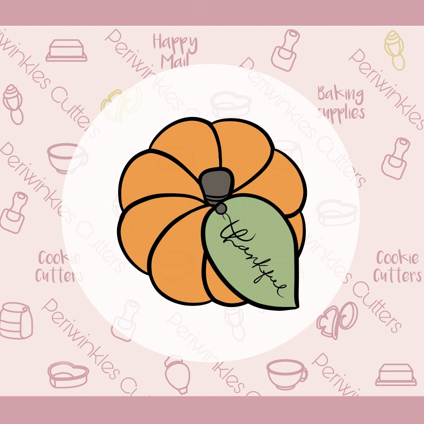 Top View Pumpkin with leaf Cookie Cutter - Periwinkles Cutters