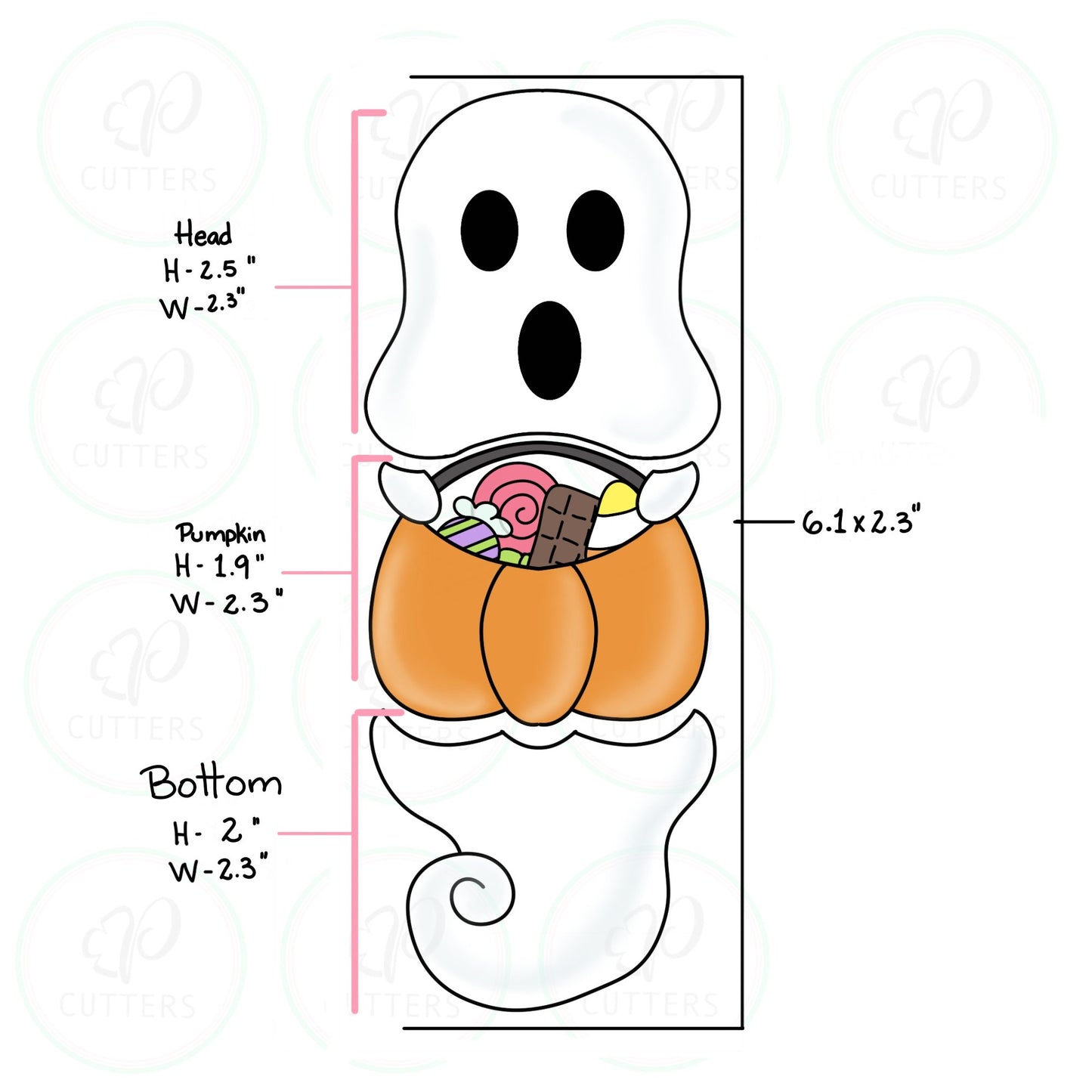 Trick or Treat Ghost set of 3 Cookie Cutter - Periwinkles Cutters