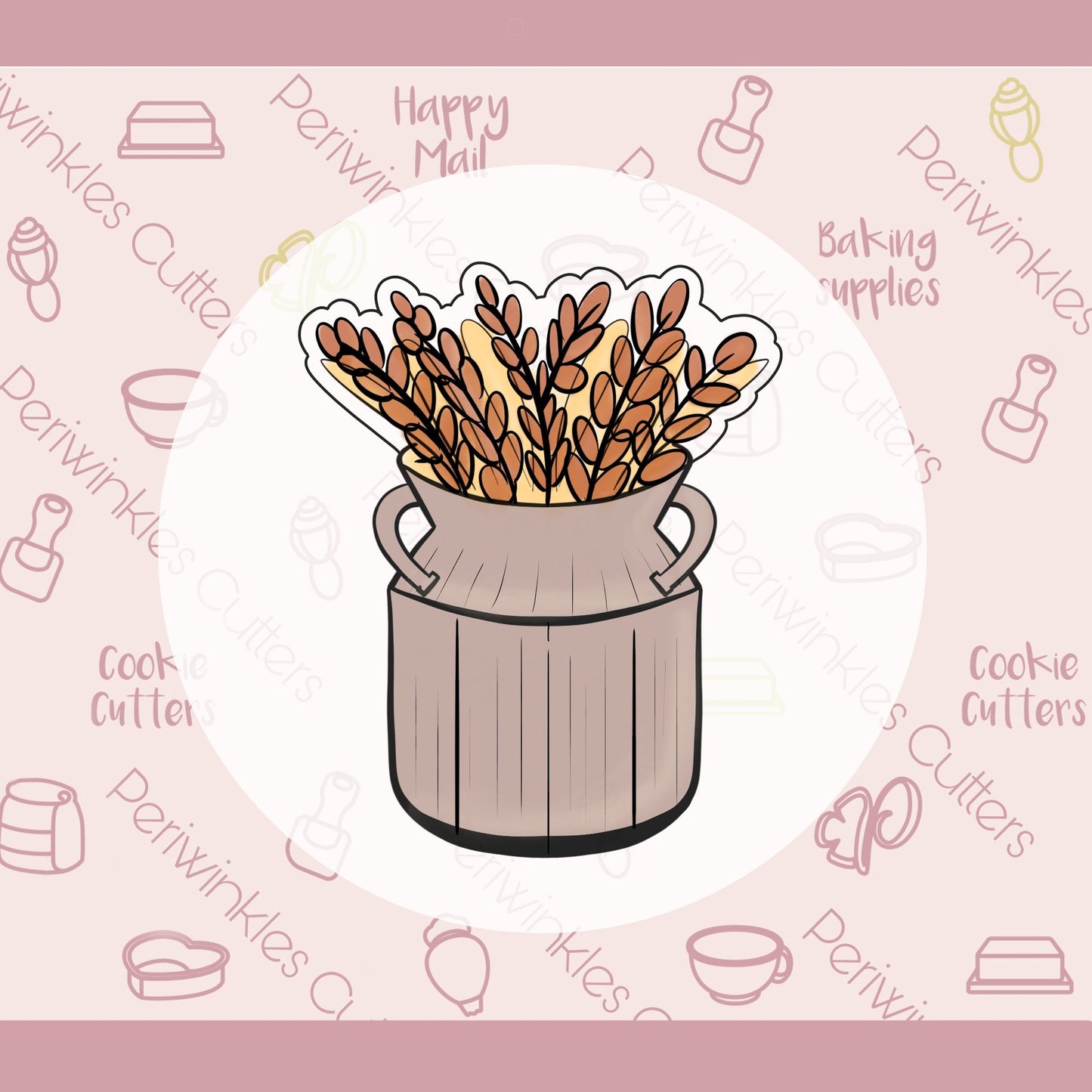 Triticum Wheat Farmhouse Vase Cookie Cutter - Periwinkles Cutters