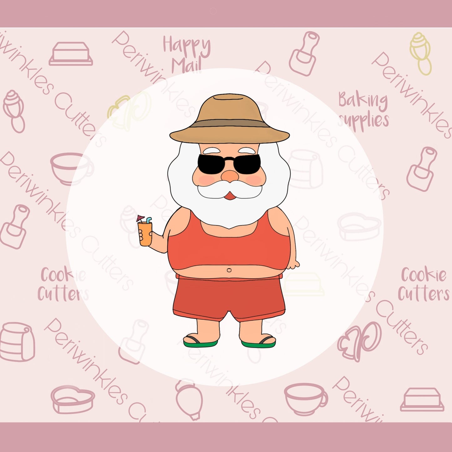 Tropical Santa Cookie Cutter - Periwinkles Cutters