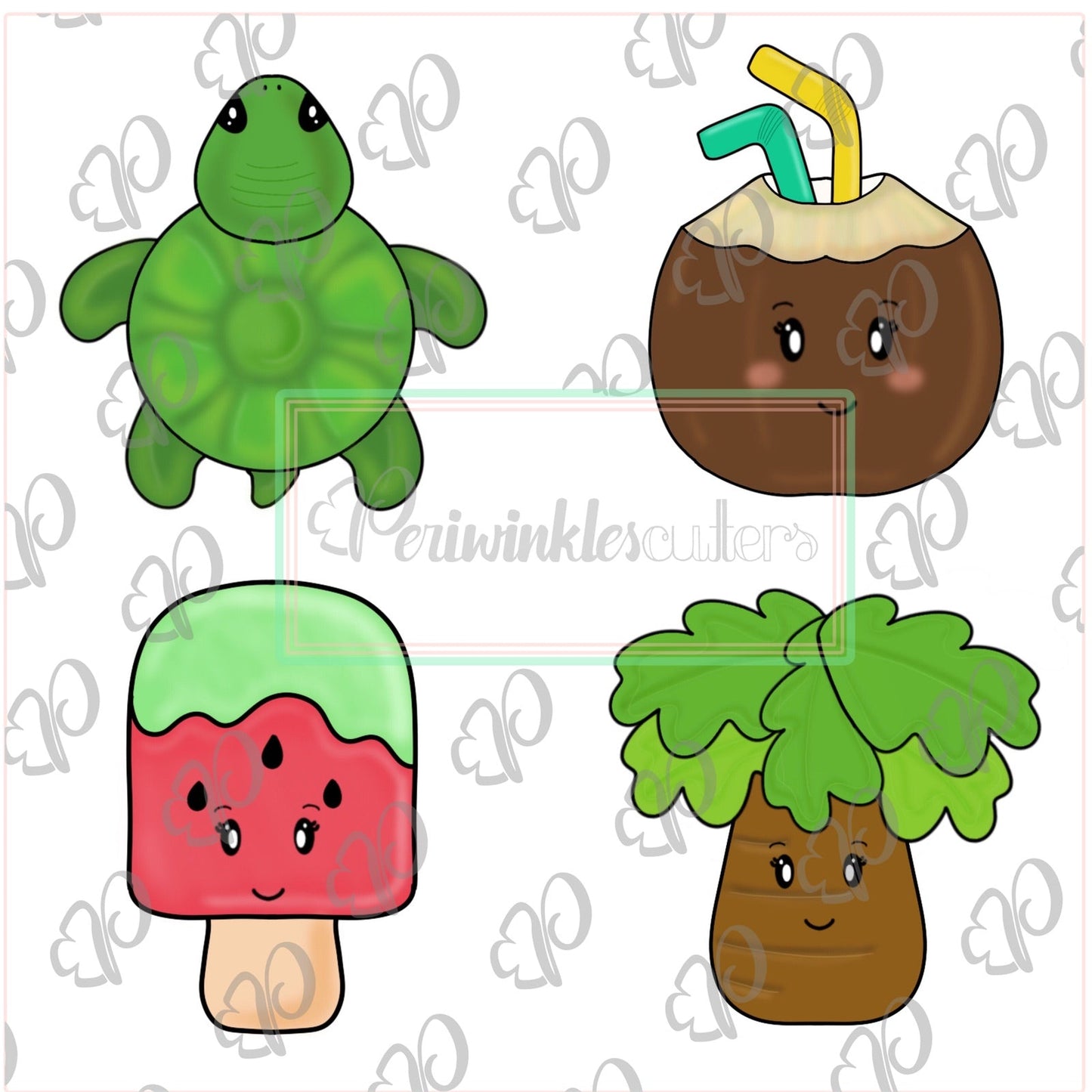 Tropical Summer Mini Set of 4 Cookie Cutter - Periwinkles Cutters