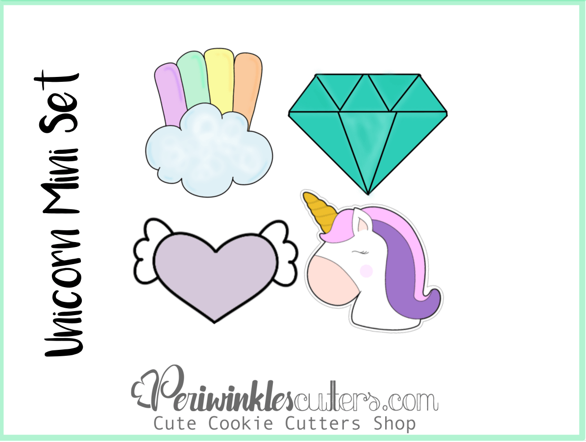 Unicorn Mini 4 Cookie Cutter Set - Periwinkles Cutters
