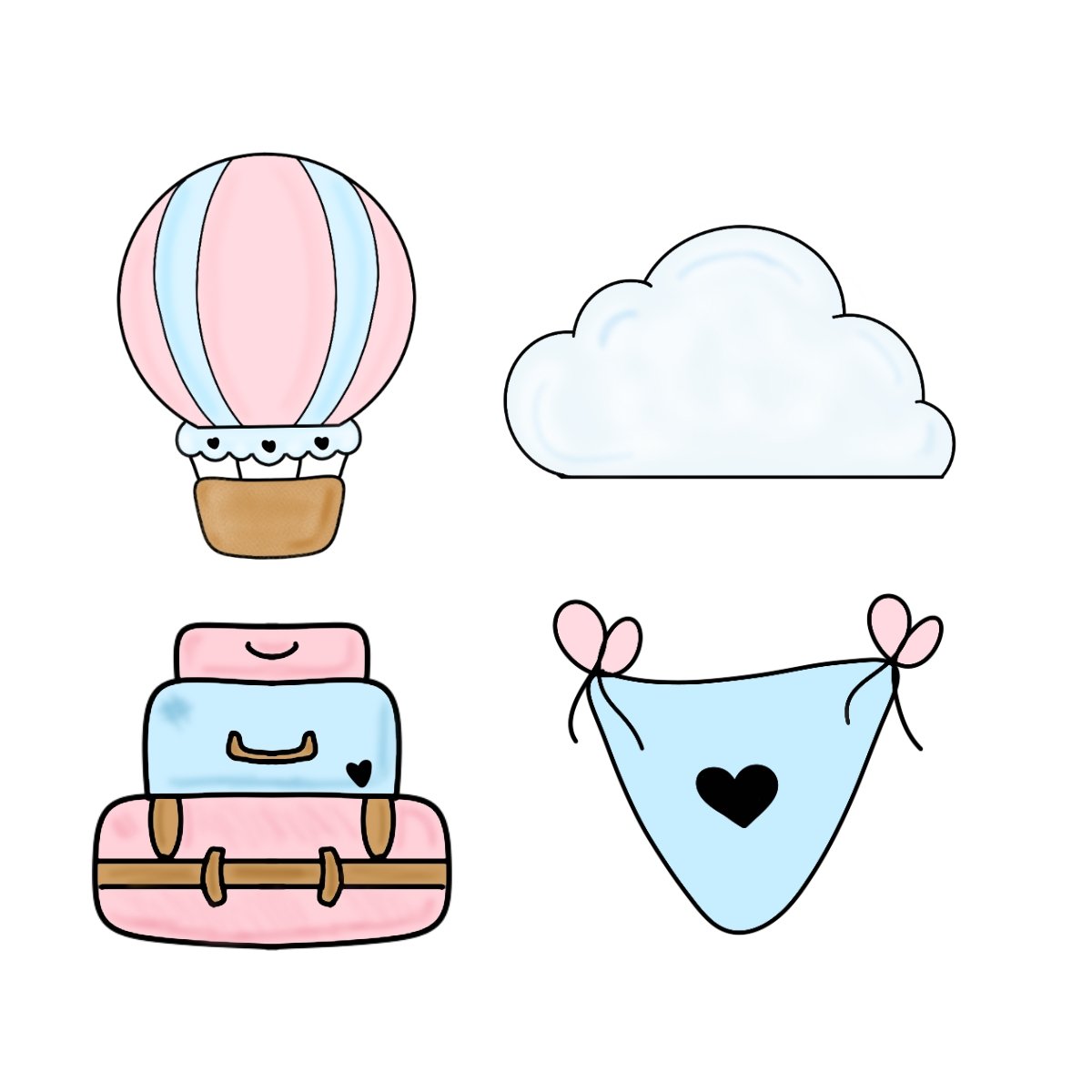 Up Up and Away Mini 4 Cookie Cutter Set - Periwinkles Cutters