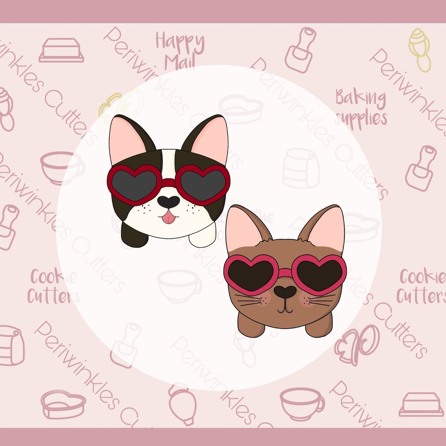 Valentines Heads for 2 Pieces Set Cookie Cutter - Periwinkles Cutters