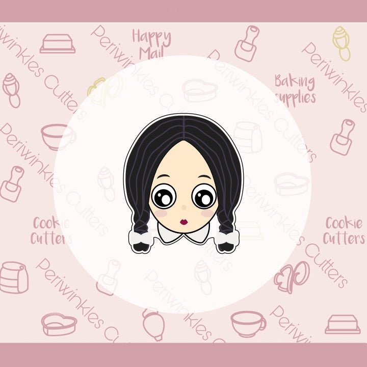 Wednesday Girl Cookie Cutter - Periwinkles Cutters Cookie Cutter