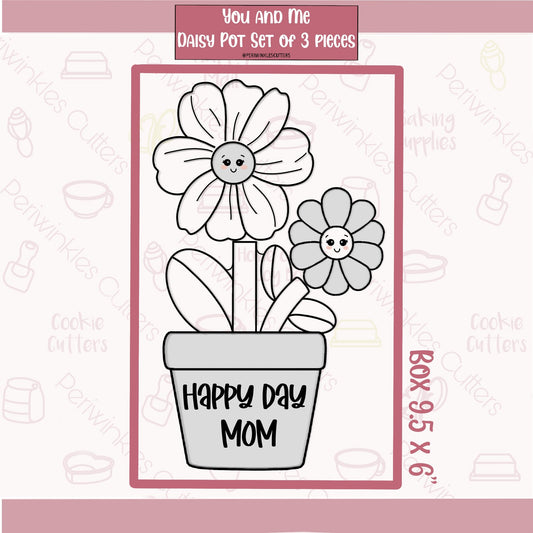 You and Me Daisy Pot Set of 3 Cookie Cutter - Periwinkles Cutters