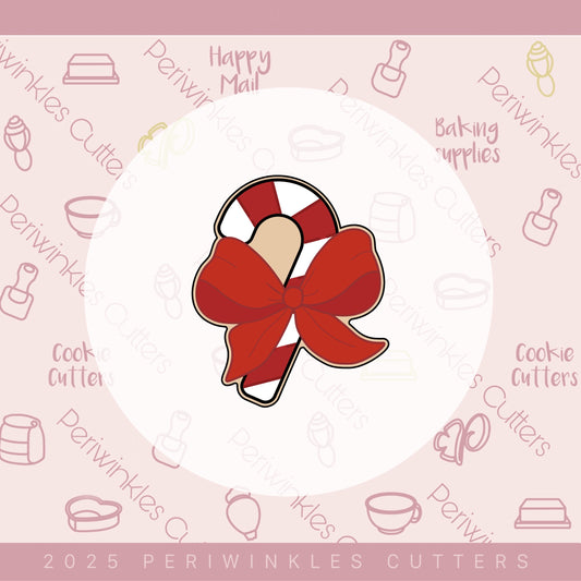 Coquette Candy Cane Cookie Cutter