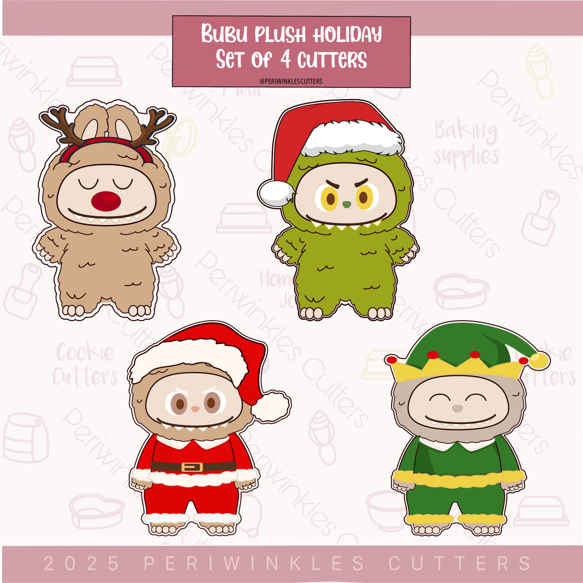 Bubu Plush Holiday Set of 4 Cookie Cutter